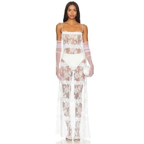 Lovers + Friends Dresses & Skirts - Lovers And Friends x Maggie MacDonald Millie Sheer Maxi Dress White - XS